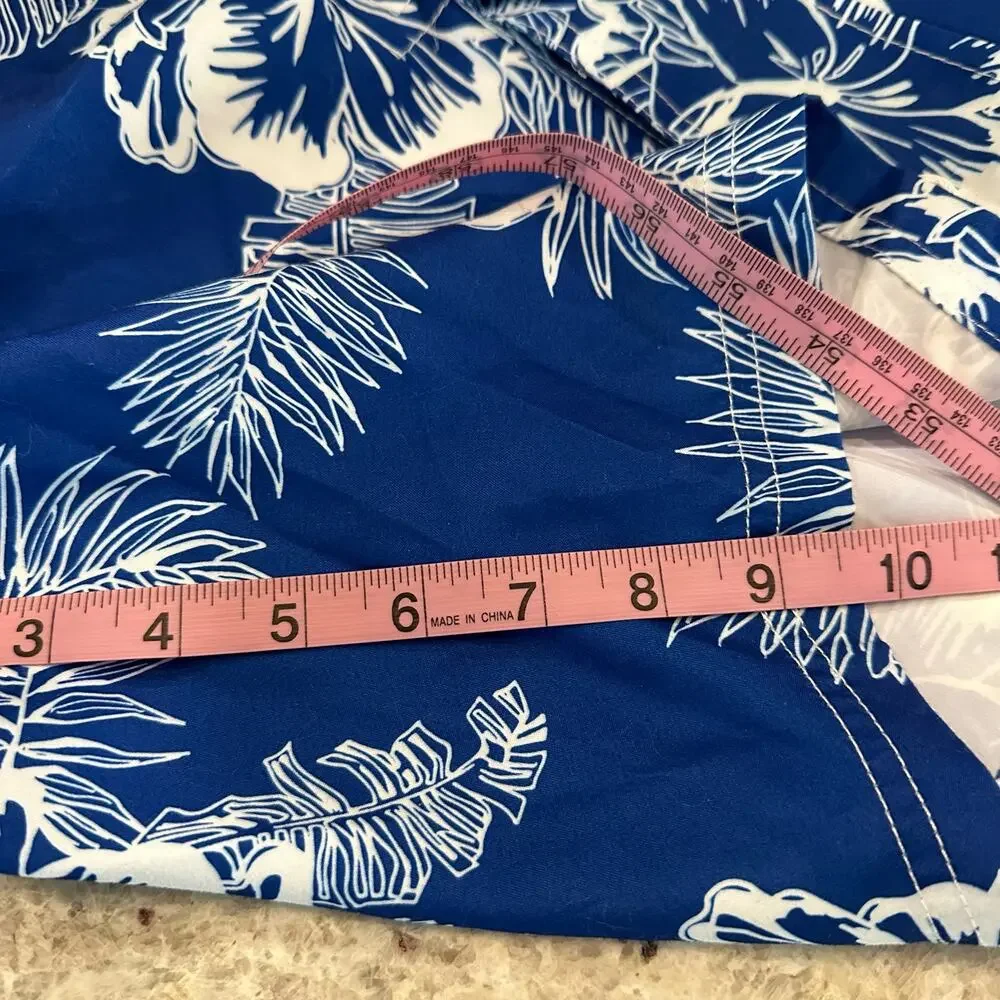 Ocean Pacific OP‎ Mens Size Large Swimming Trunks Blue White Tropical Print - Picture 6 of 8